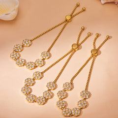 18K Gold-Plated Cubic Zirconia Flower Slider Bracelet