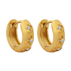 Star-Set Stone Accent Huggie Hoop Earrings