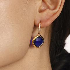 Faceted Color Stone Drop Earrings