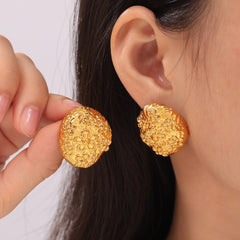 Textured Floral Disc Stud Earrings