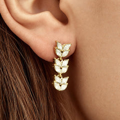 Gold-Tone Cubic Zirconia Leaf Ear Climbers