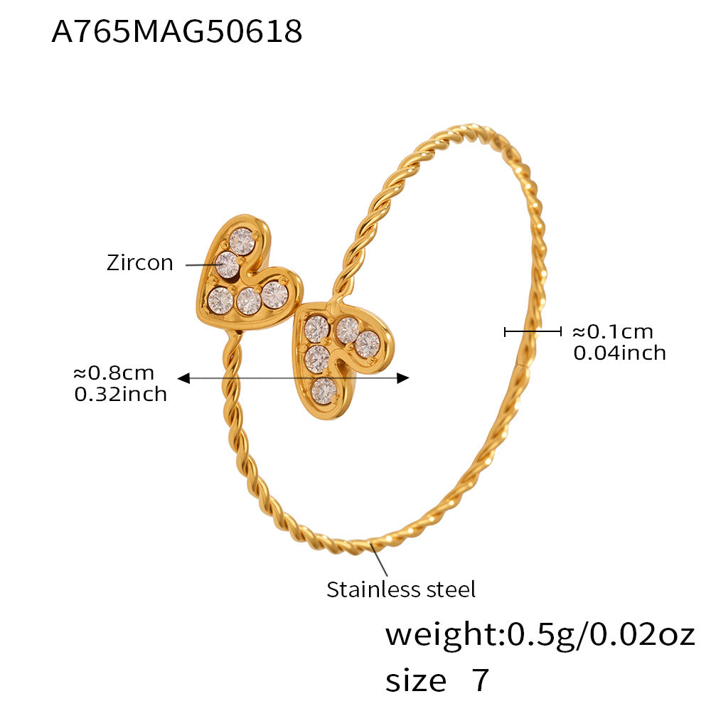Heart or Square Cubic Zirconia Open Ring