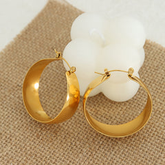 18K Gold-Plated Wide Oval Hoop Earrings