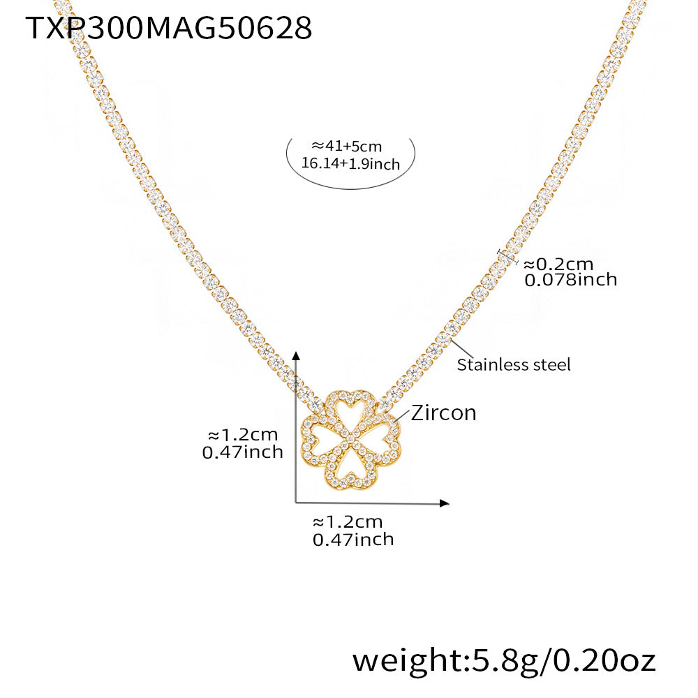 Cubic Zirconia Four-Petal Flower Jewelry
