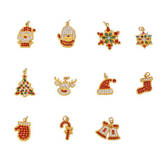 Cubic Zirconia Christmas Charm Pendant