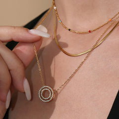 Cubic Zirconia Double Circle Necklace or Bracelet