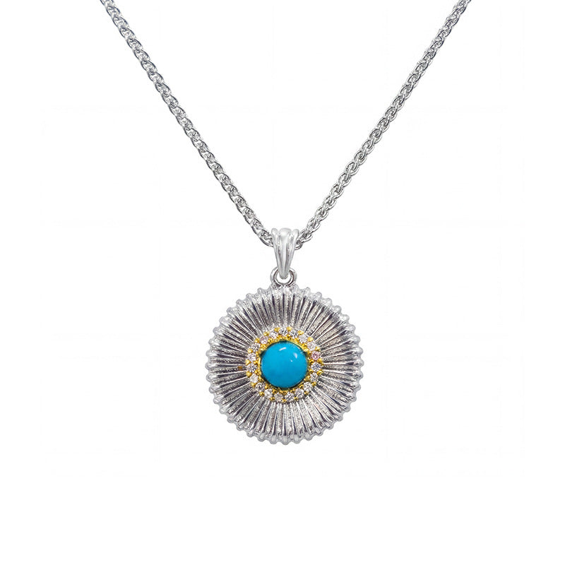 Daphne Dainty Turquoise Floral Pendant Necklace