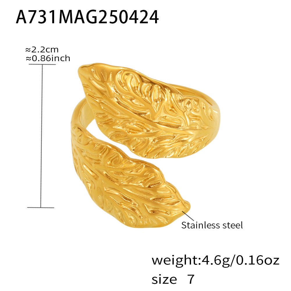 Textured Leaf or Spiral Stainless Steel Ring