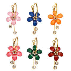 Color Resin Flower Drop Earrings