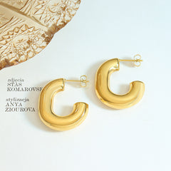 Sculptural U-Shaped Hoop Earrings