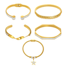 18K Gold-Plated Geometric Cubic Zirconia Cuffs