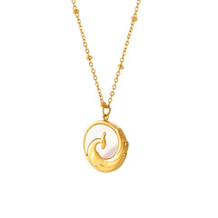 18K Gold-Plated Shell Phoenix Pendant Necklace