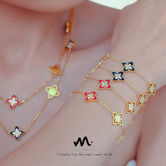Enamel Clover Necklace or Bracelet