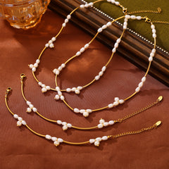 Freshwater Pearl Geometric Necklace & Bracelet