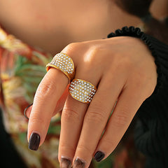 18K Gold-Plated Sparkling Dome Ring