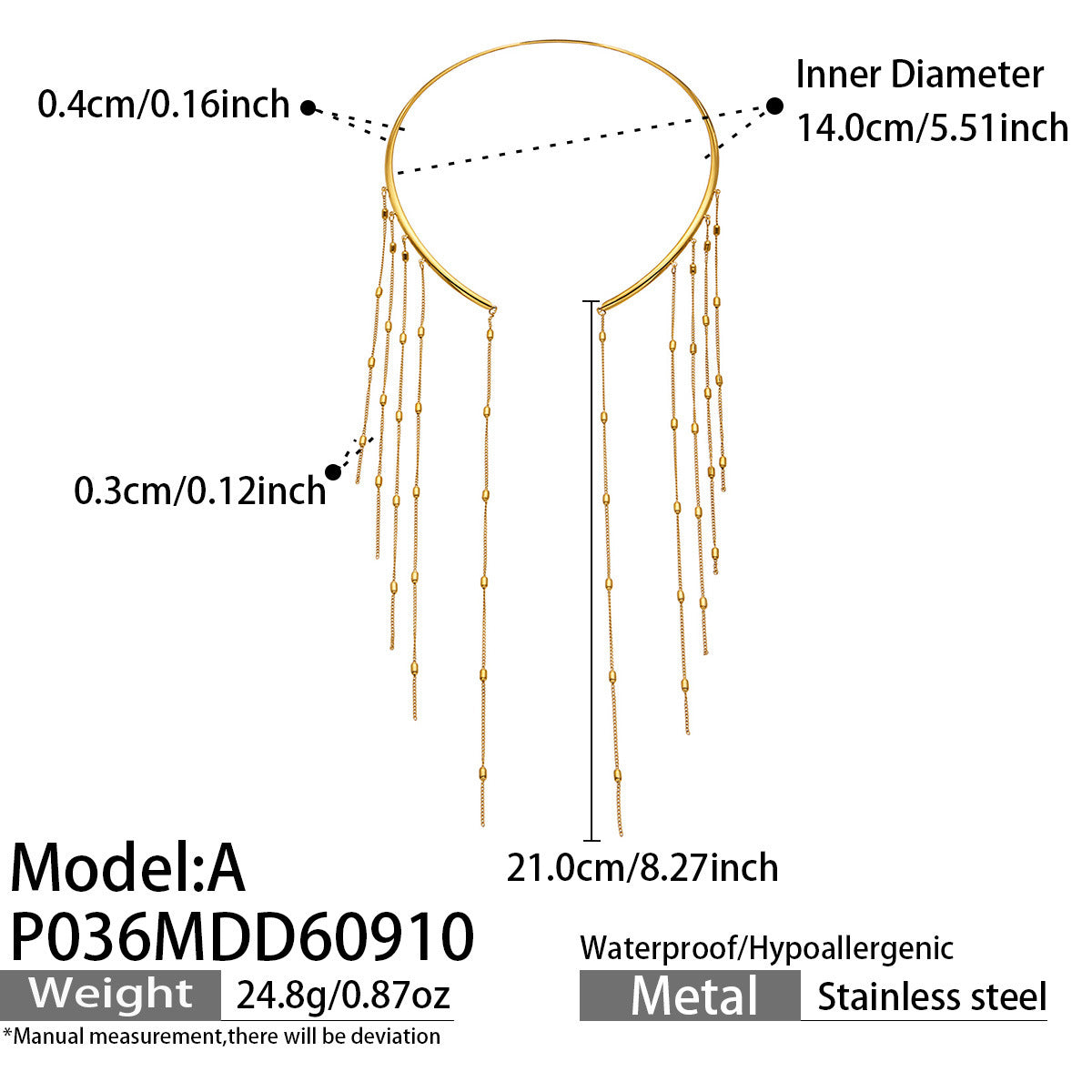 Gold-Tone Bead Fringe Collar Necklace Designs