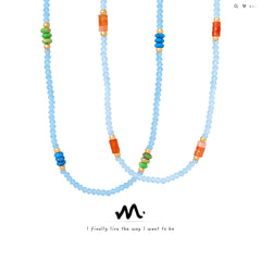 Blue-Green Stone Beaded Necklace Designs