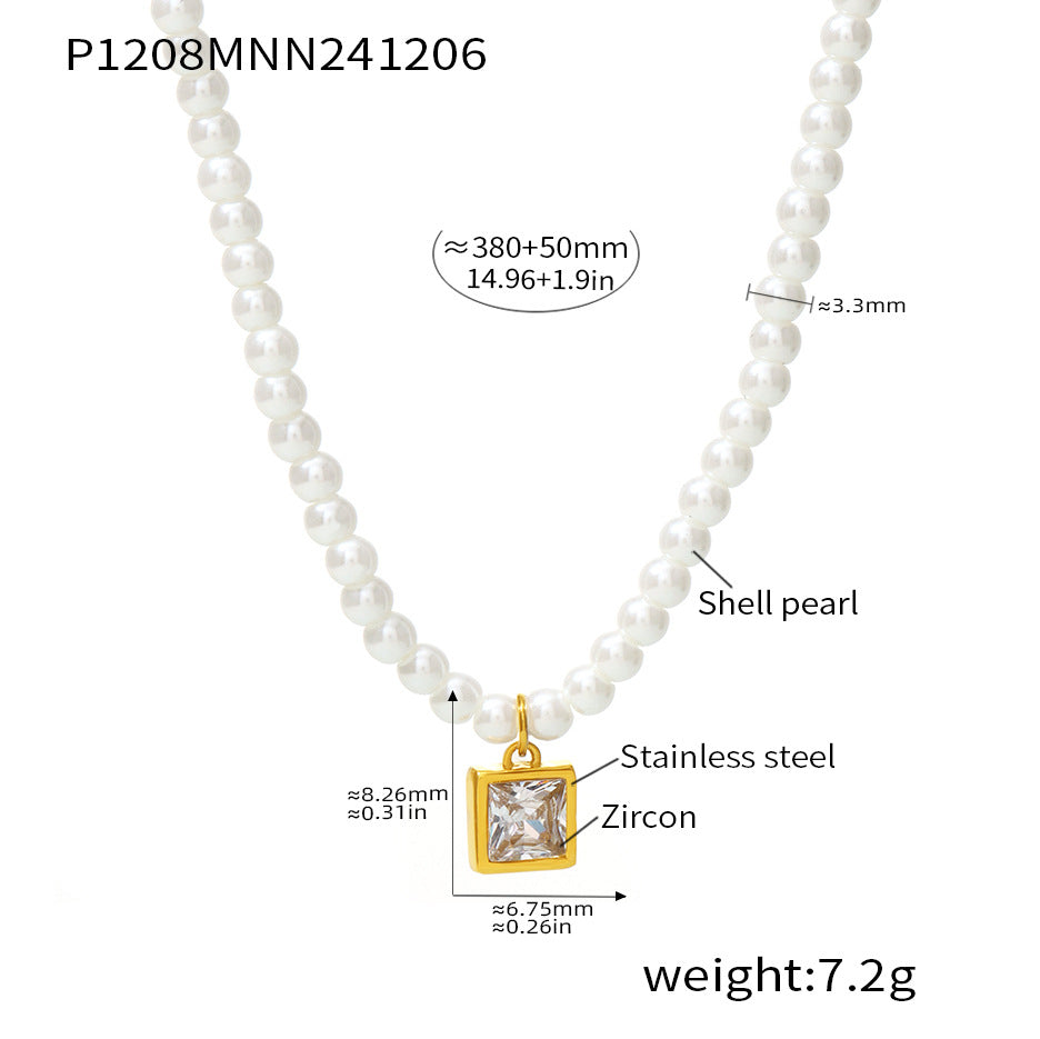 Shell Pearl-Look Geometric Pendant Necklace Designs