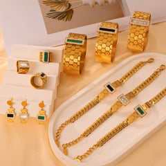 Gold-Tone Geometric Inlay Jewelry