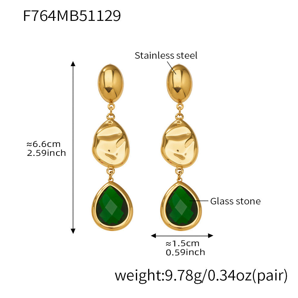 18K Gold-Plated Sculptural Glass Teardrop Earrings
