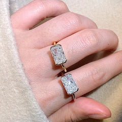 Sterling Silver East-West Emerald Cut Ring