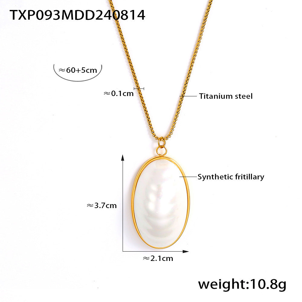 18K Gold-Plated Oval Mother-of-Pearl Jewelry
