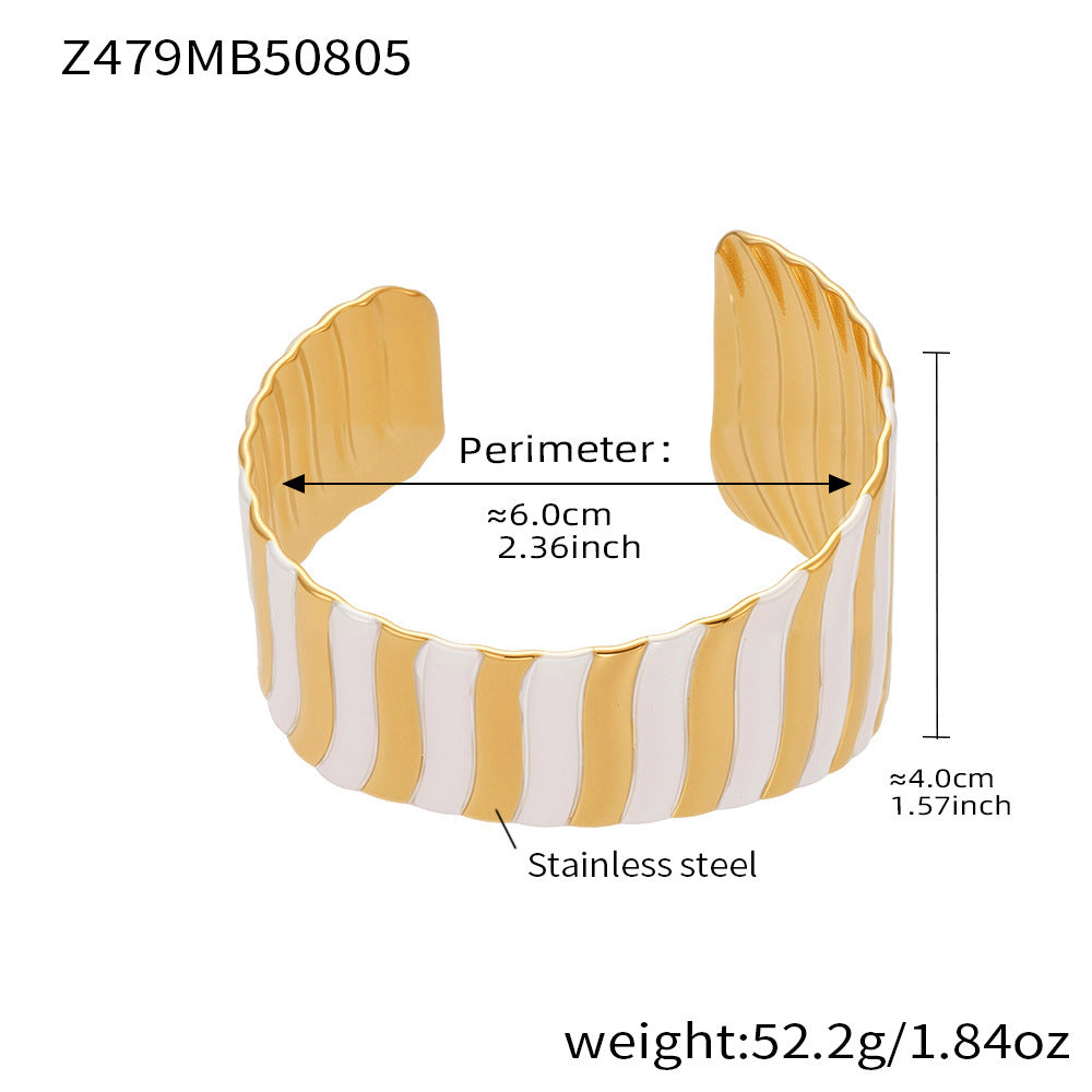 18K Gold-Plated Mixed-Finish Wide Cuff Bracelet