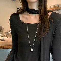 Daphne Brushed Teardrop Pendant Necklace
