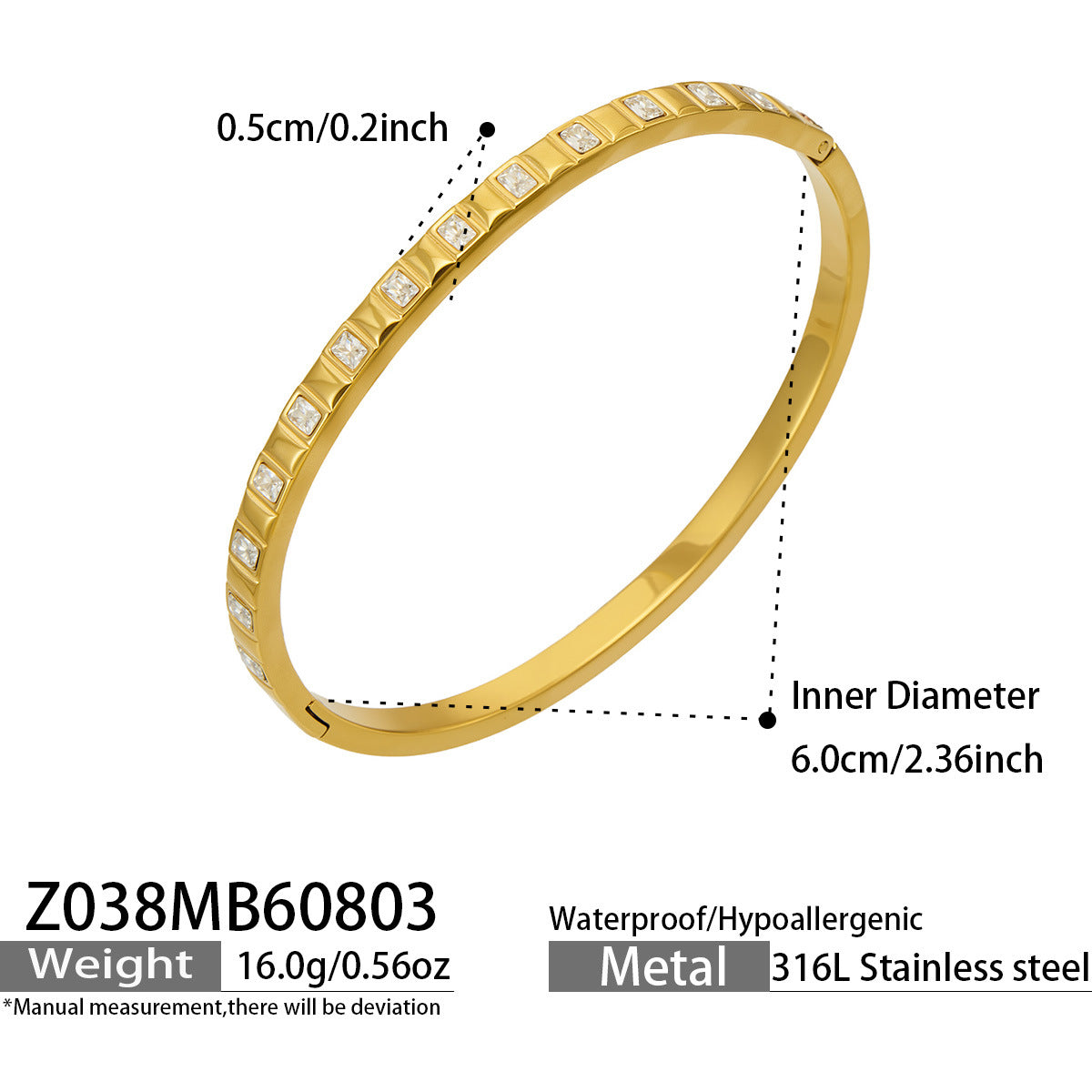 Gold-Tone Cubic Zirconia Wave Bangle Designs
