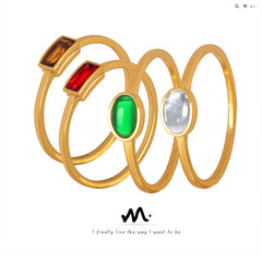 Colored Glass or Cubic Zirconia Accent Ring