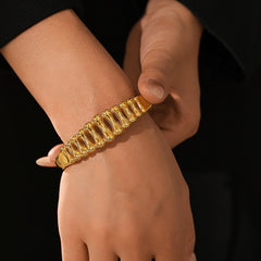 Gold-Tone Openwork Ribbed Cuff Bracelet