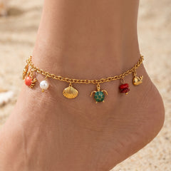 18K Gold-Plated Ocean Charm Necklace or Anklet