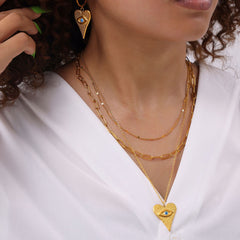 18K Gold-Plated Heart Eye-Motif Jewelry