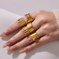 18K Gold-Plated Broad Openwork Ring