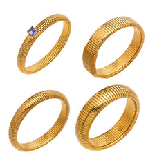 18K Gold-Plated Ribbed Flexible Bracelet