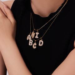 Cubic Zirconia Letter Charms & Separate Necklace Chains