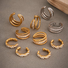 Cubic Zirconia Layered Ear Cuffs — Single