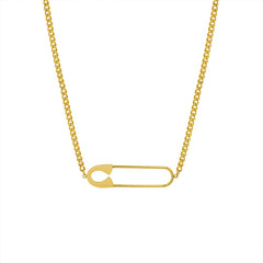 Gold-Tone Safety Pin Pendant Necklace