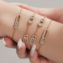 Cubic Zirconia Geometric Necklace, Ring & Bracelet