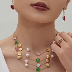 Colorful Cat-Eye-Look Beaded Necklace