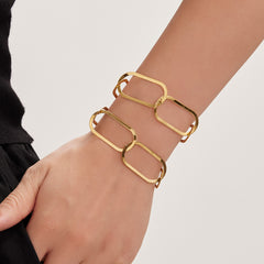18K Gold-Plated Rectangular Link Jewelry