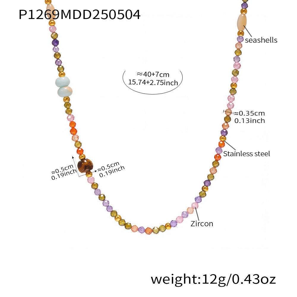 Multicolor Faceted Cubic Zirconia Beaded Necklace