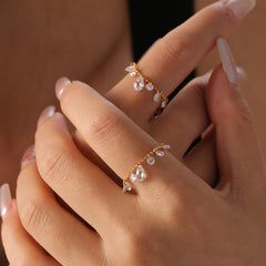 Crystal Accent Bead Chain Ring