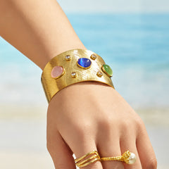 Gold-Tone Cat-Eye-Look Brushed Statement Cuff