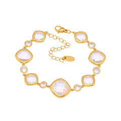 Gold-Tone Faceted Glass Link Bracelet