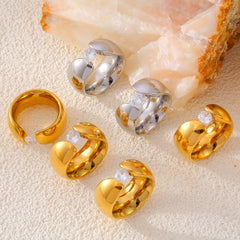 18K Gold-Plated Clear Stone Open Ring
