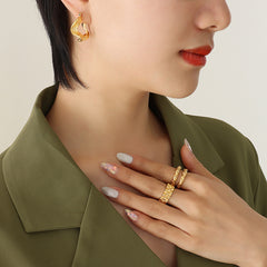 18K Gold-Plated Wavy Textured Hoop Earrings