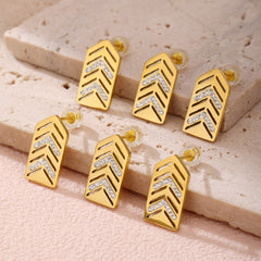 Chevron Cubic Zirconia Stud Earrings