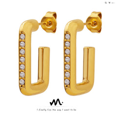 Cubic Zirconia Rectangular Hoop Earrings