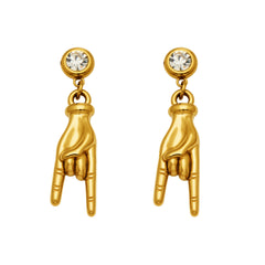 Cubic Zirconia Hand Gesture Drop Earrings